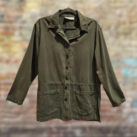 Dress Barn Tencel/Cotton Olive Green Button Down Shirt - Picture 1 of 6